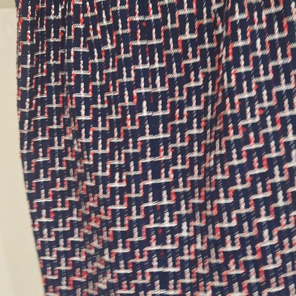 Talbots 4P - Red White Blue Tweed Skirt, Fringe Trim, Silver Buttons - Picture 3 of 5